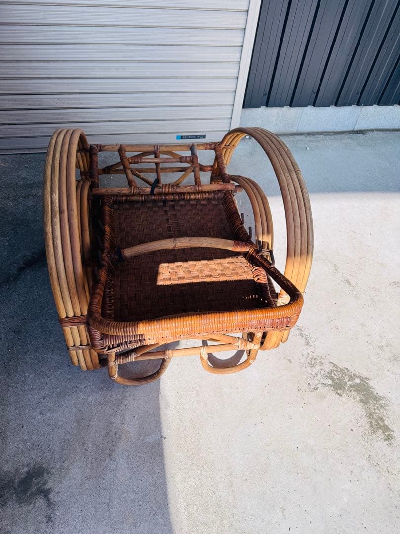 福岡発　ラタン 籐製 リクライニング チェア イス 椅子 ソファー 折り畳み