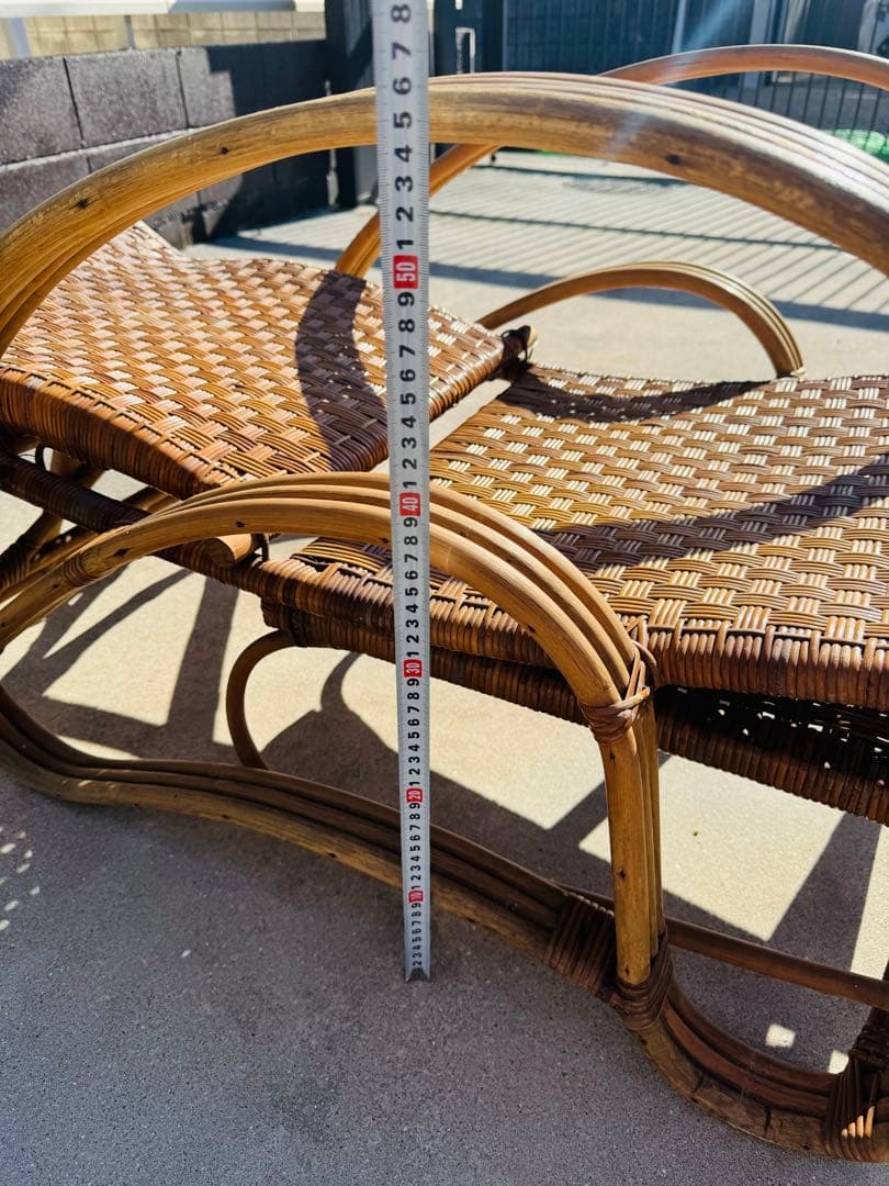 福岡発　ラタン 籐製 リクライニング チェア イス 椅子 ソファー 折り畳み