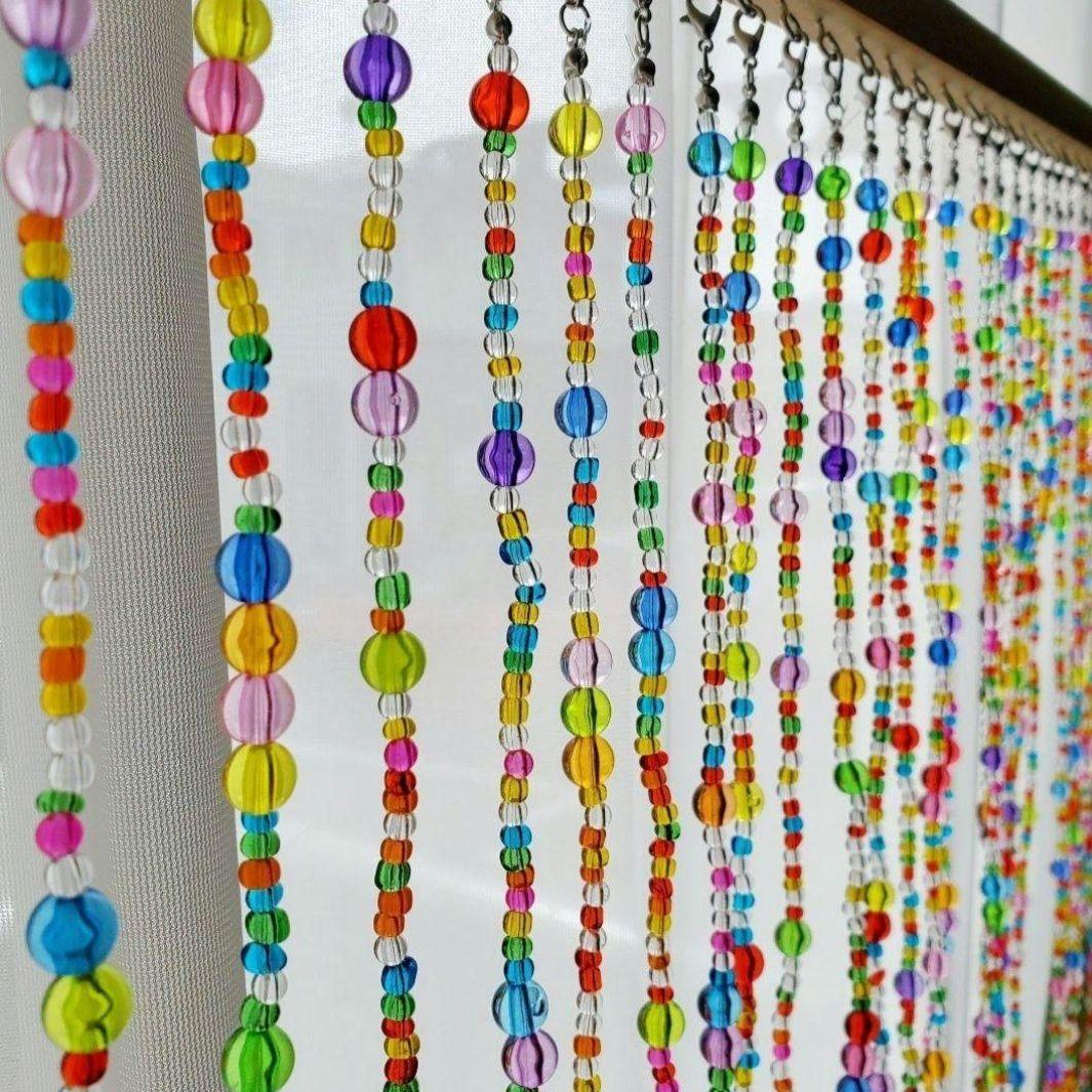 ビーズカーテン ビーズのれん ビーズ 昭和レトロ 雑貨 ガラス ポップ