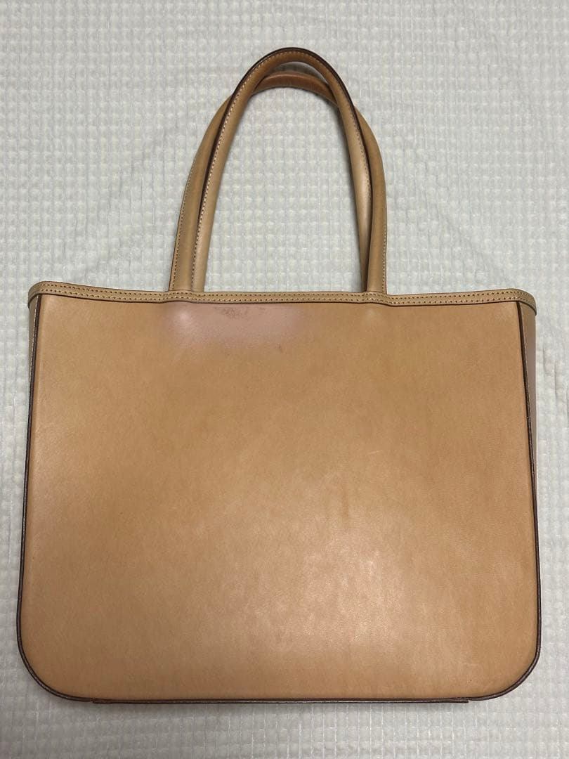【無印良品】本革トートバッグ　ヌメ革　ベージュ　ベトナム製【匿名配送】