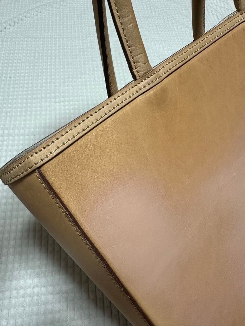 【無印良品】本革トートバッグ　ヌメ革　ベージュ　ベトナム製【匿名配送】