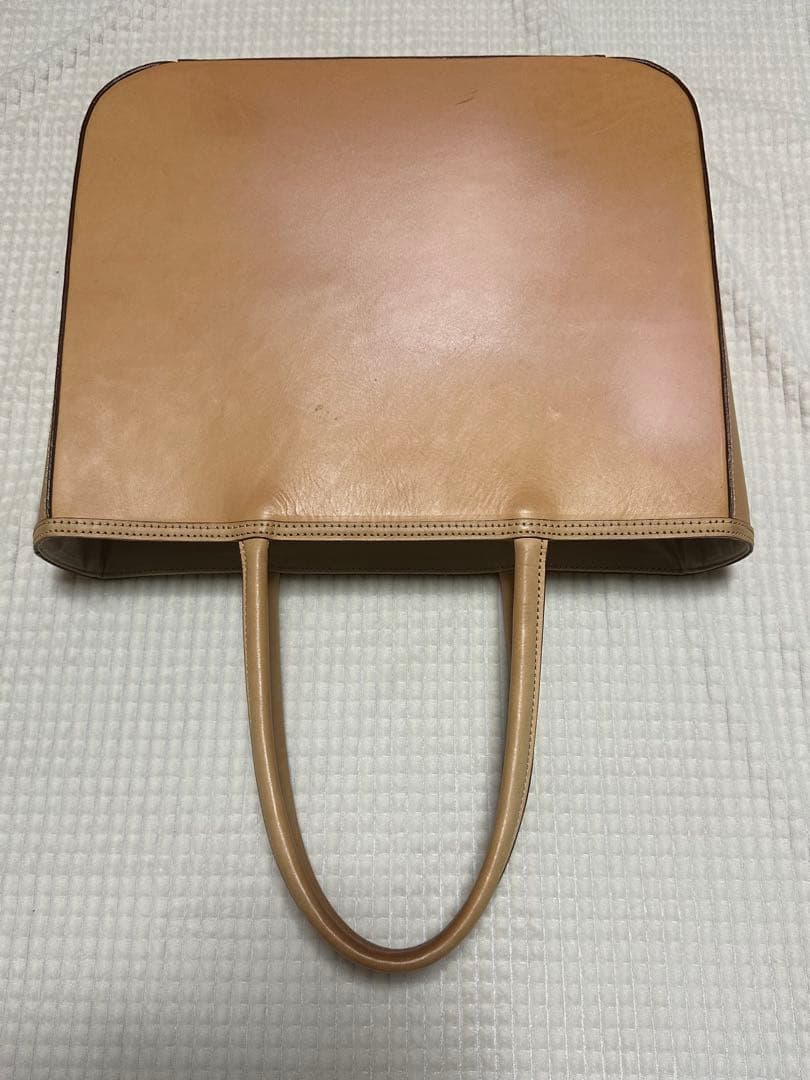 【無印良品】本革トートバッグ　ヌメ革　ベージュ　ベトナム製【匿名配送】
