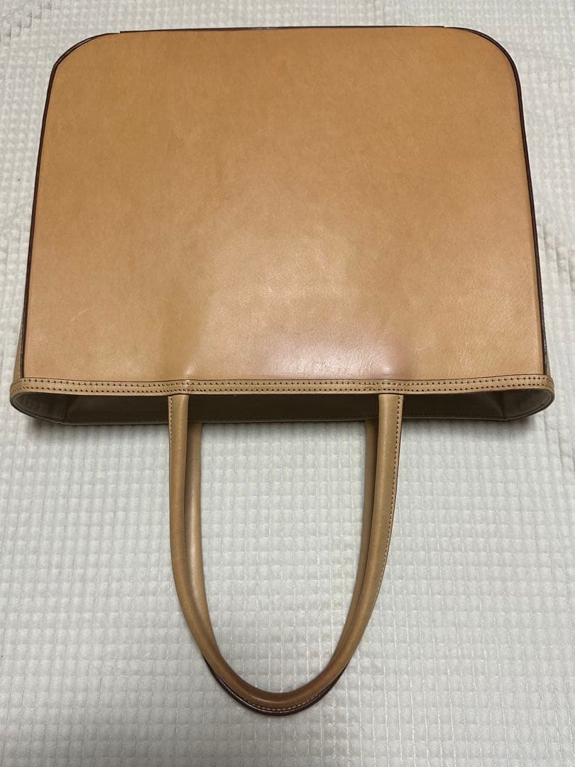 【無印良品】本革トートバッグ　ヌメ革　ベージュ　ベトナム製【匿名配送】