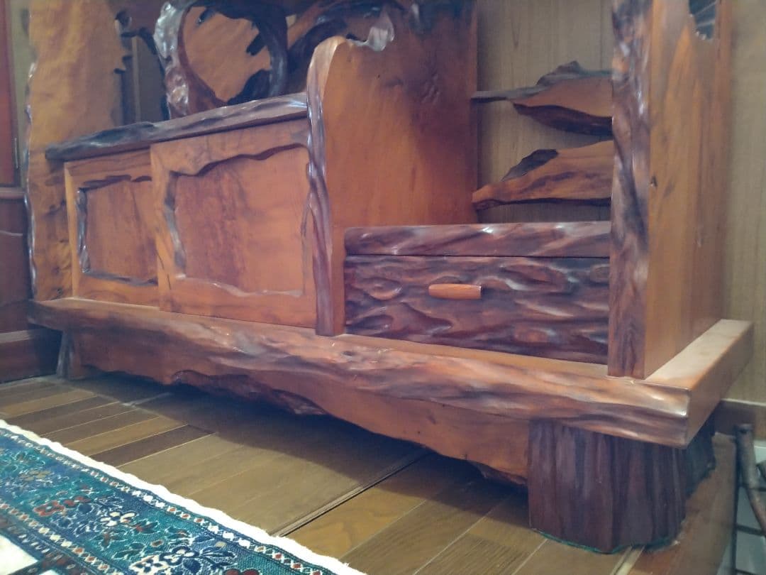 屋久杉 飾り棚 天然木漆塗り オマケあり