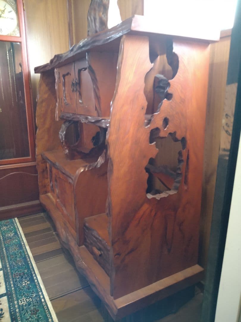 屋久杉 飾り棚 天然木漆塗り オマケあり