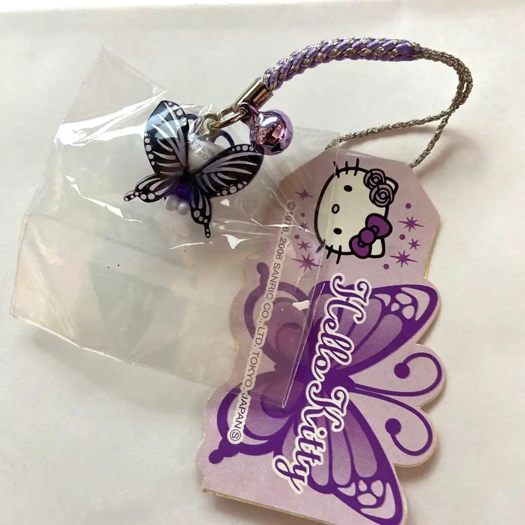 希少 レア 花と蝶 ハローキティ 根付け ストラップ ご当地 サンリオ ね