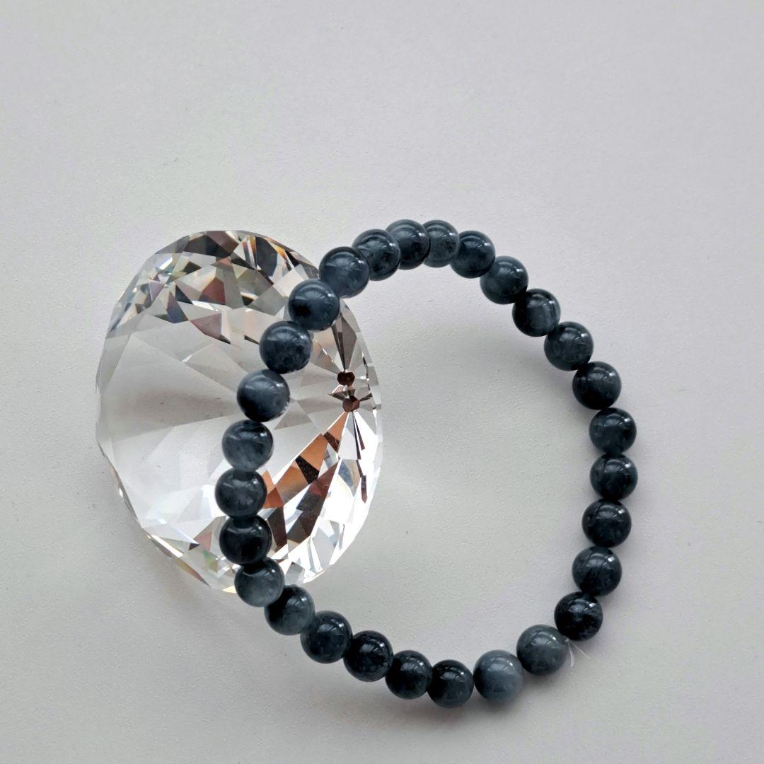 無染色 天然 藍色 ブルールチル ブレスレット針みちみち濃紺 6.8㎜