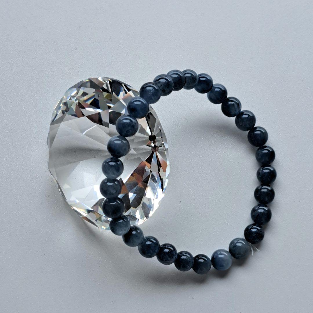 無染色 天然 藍色 ブルールチル ブレスレット針みちみち濃紺 6.8㎜