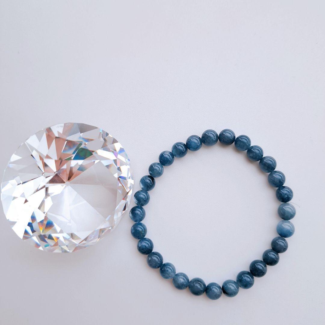 無染色 天然 藍色 ブルールチル ブレスレット針みちみち濃紺 6.8㎜