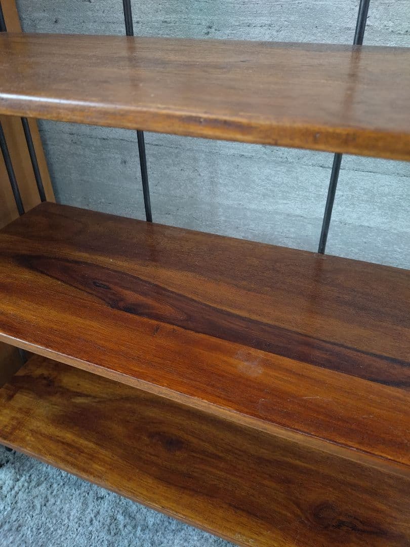 飾り棚ローズウッド3段ラック アイアンフレーム