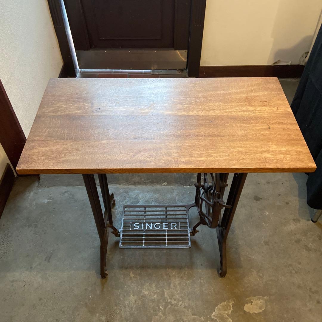 アンティークテーブル、昭和レトロ、カフェインテリア、美品、シンガーミシン