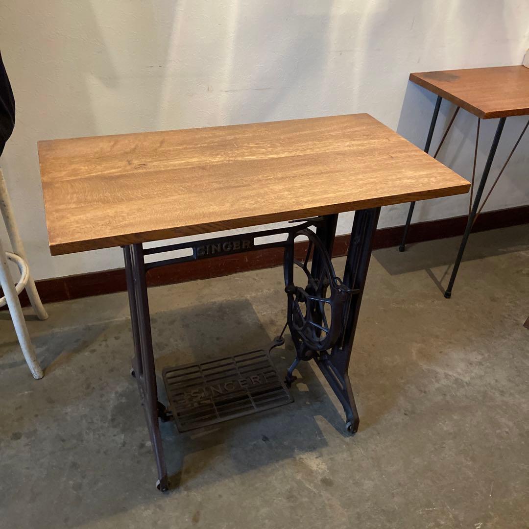 アンティークテーブル、昭和レトロ、カフェインテリア、美品、シンガーミシン