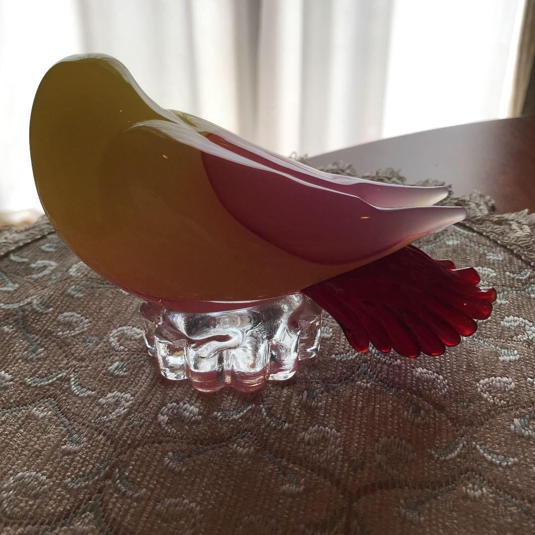 ふっくら可愛いガラスの小鳥オブジェ