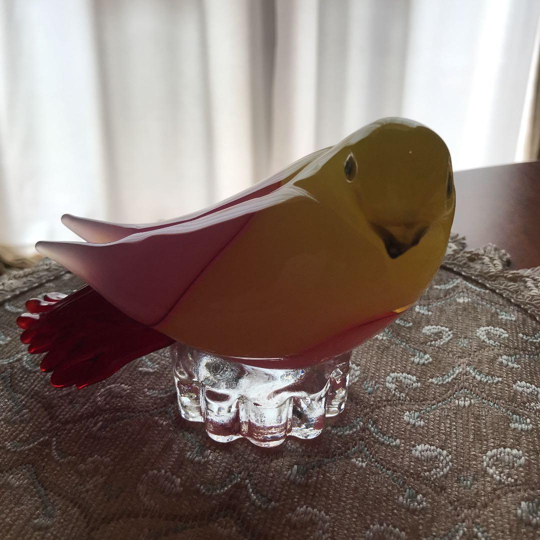 ふっくら可愛いガラスの小鳥オブジェ
