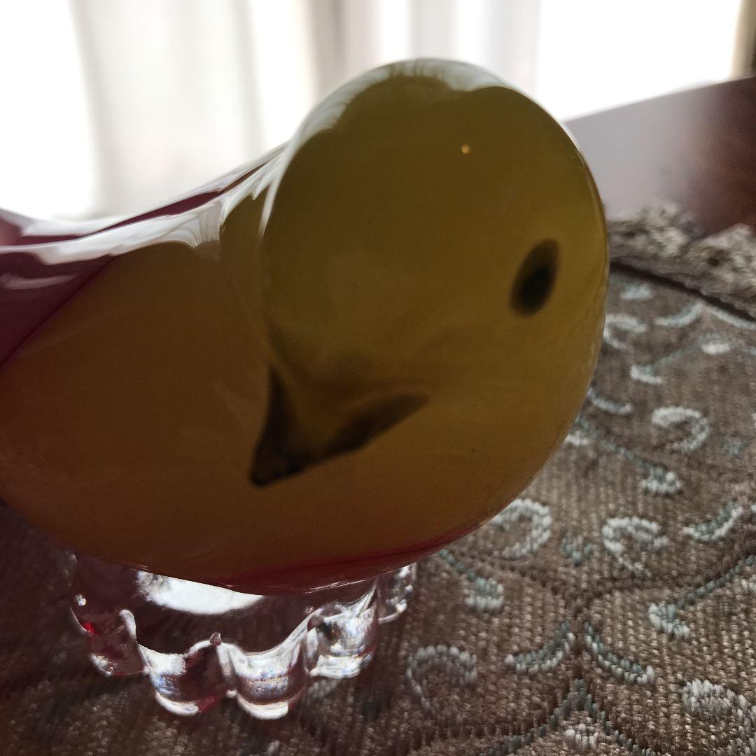 ふっくら可愛いガラスの小鳥オブジェ