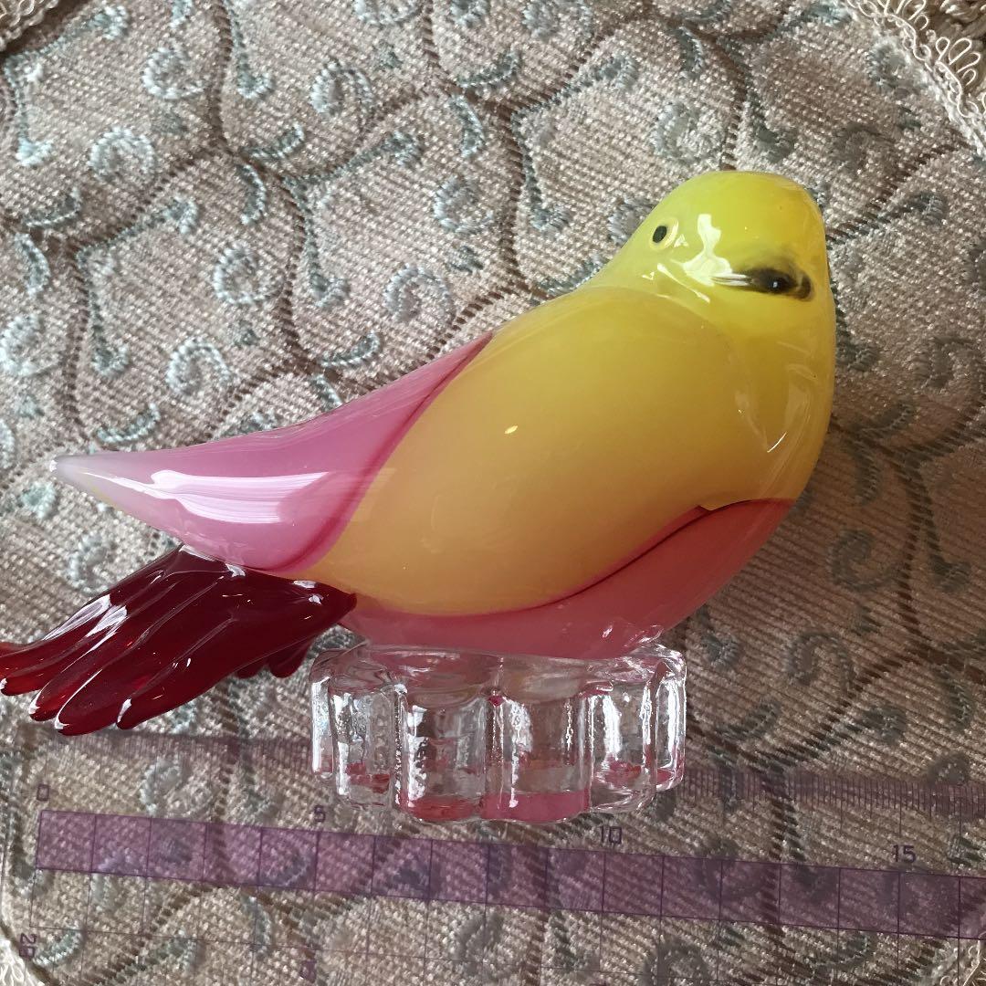 ふっくら可愛いガラスの小鳥オブジェ