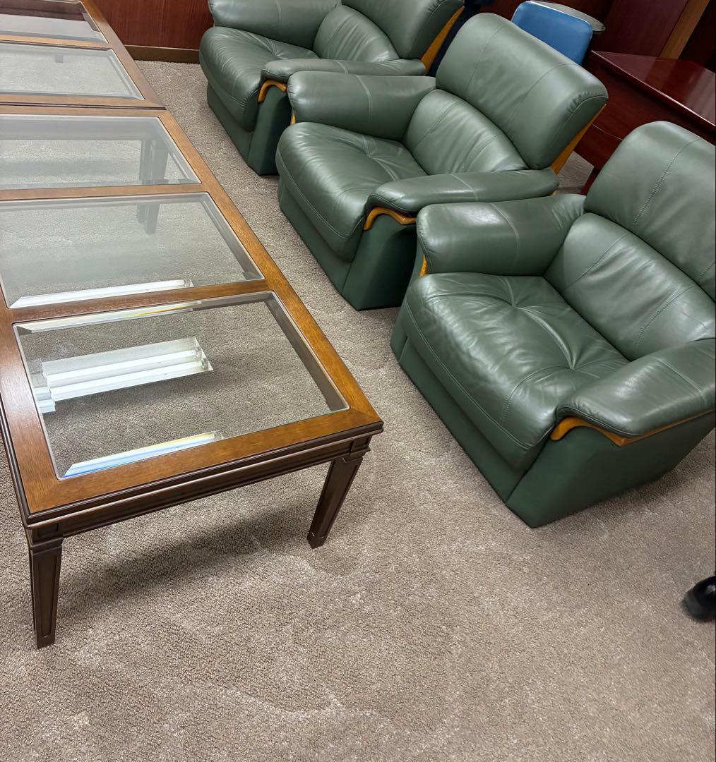 グリーン レザー 1人掛けソファ