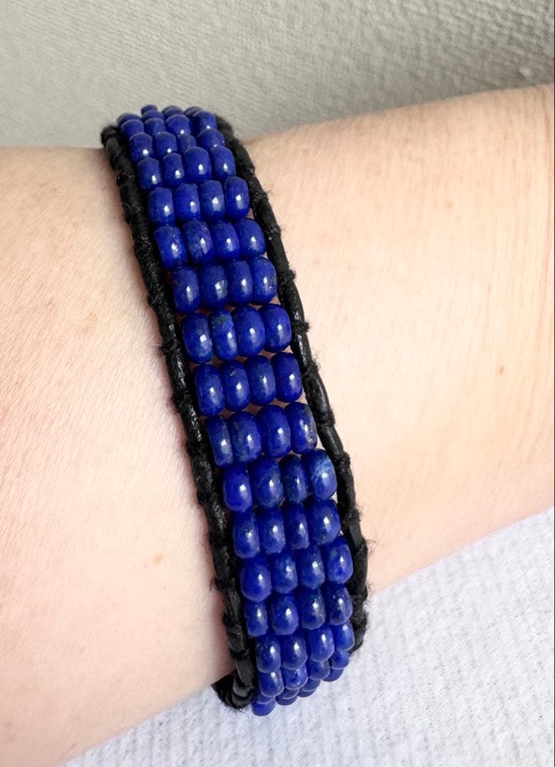 新品★ラピスラズリ 革紐 ブレスレット