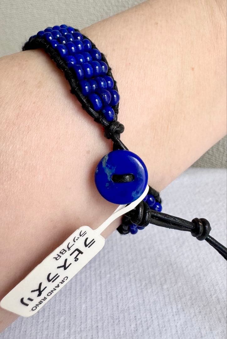 新品★ラピスラズリ 革紐 ブレスレット