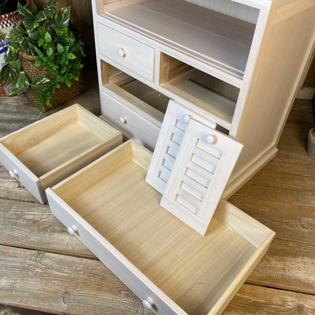 大幅値下げセール中！木製多引き出し桐チェストタンスAホワイト56㎝×58