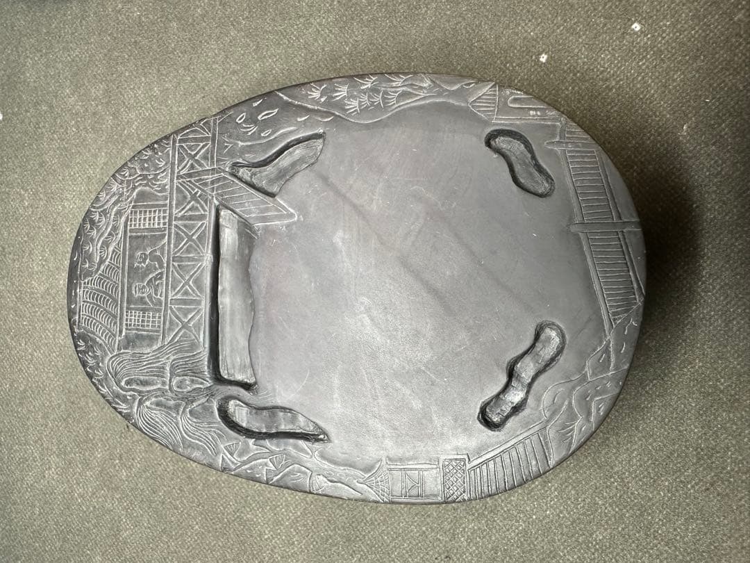 硯台 書道具 中国美術 置物 古美術品 細密細工 骨董 アンティーク 彫刻