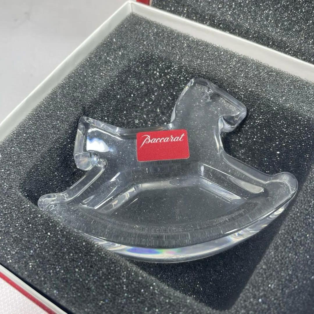 美品 バカラ ロッキングホース クリスタル オブジェ ペーパーウェイト 木馬