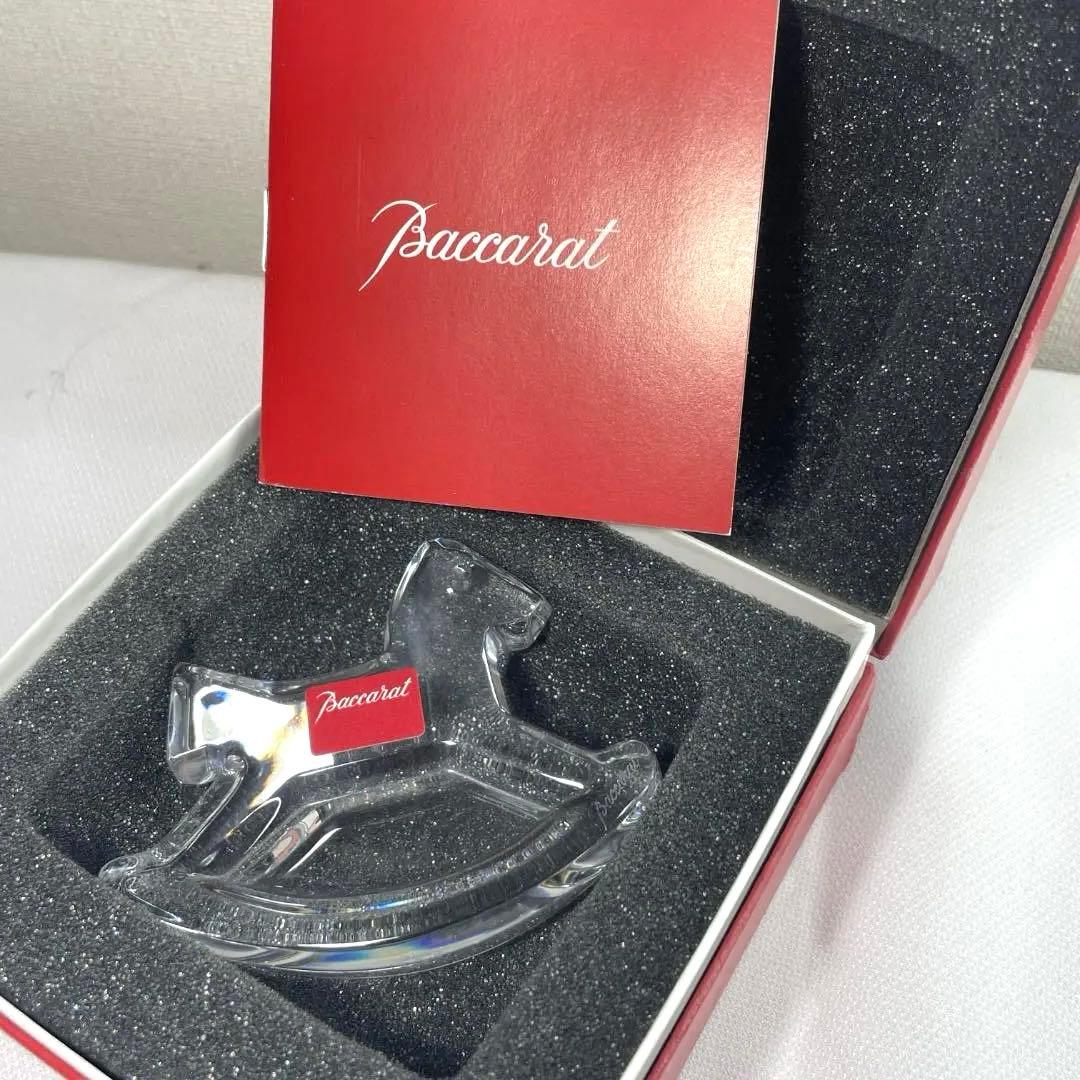 美品 バカラ ロッキングホース クリスタル オブジェ ペーパーウェイト 木馬