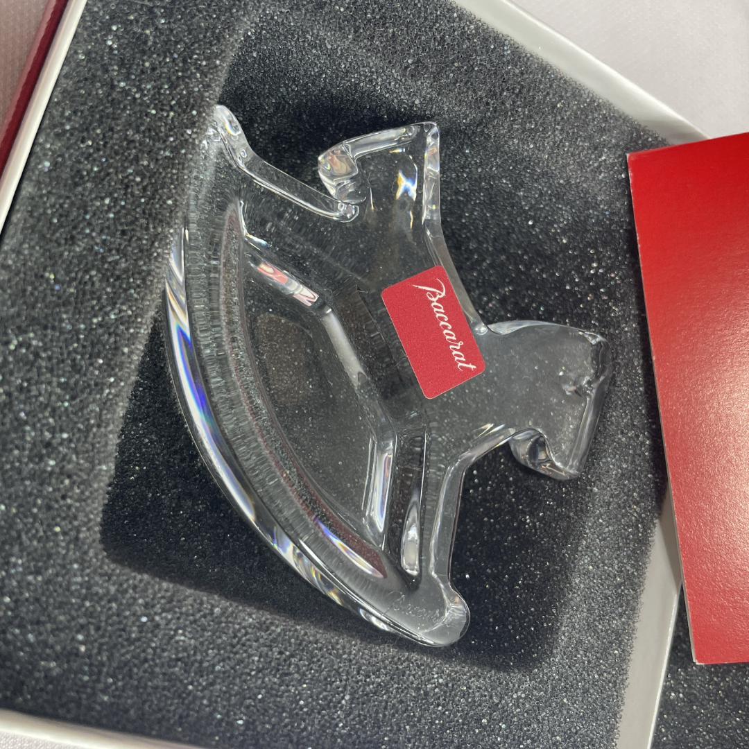 美品 バカラ ロッキングホース クリスタル オブジェ ペーパーウェイト 木馬