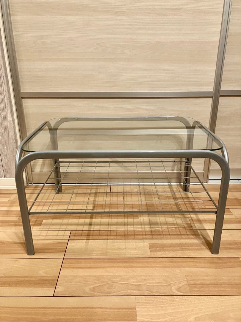 ガラス天板テーブル　グレーシルバー　ローテーブル