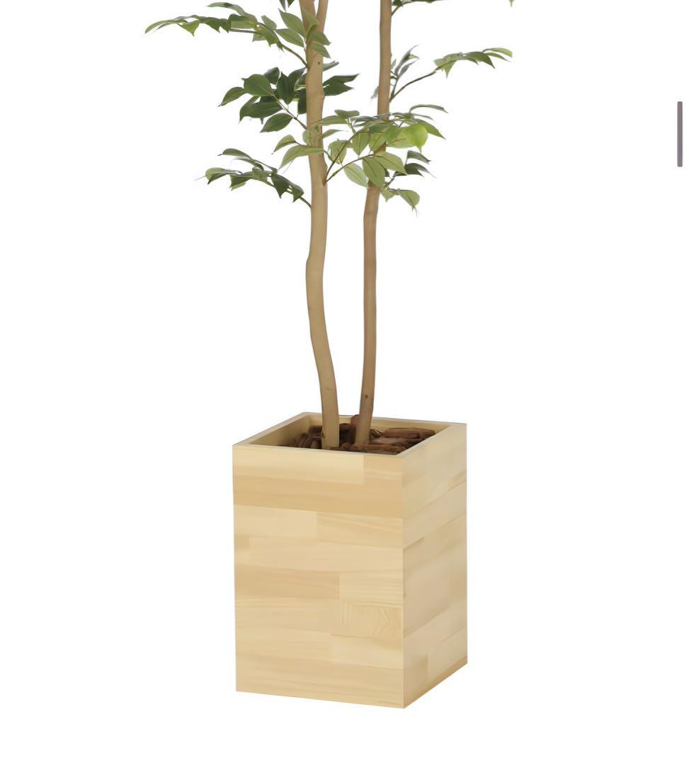 光触媒　人工観葉植物　フェイクグリーン　ウッドボックスマウンテンアッシュ1.6m