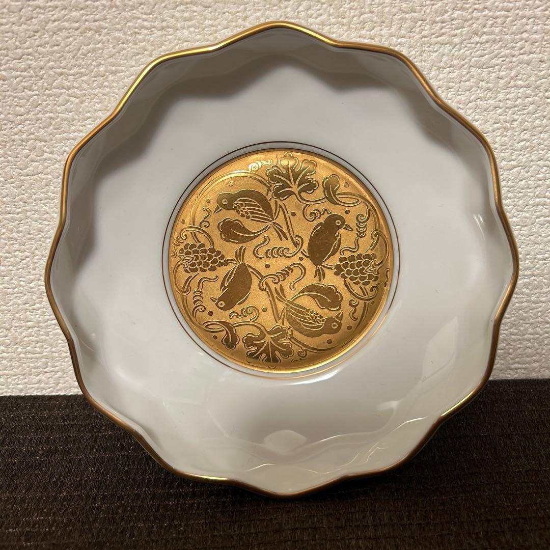 大倉陶園　金彩金蝕鳥　デザートプレート　サラダボウル