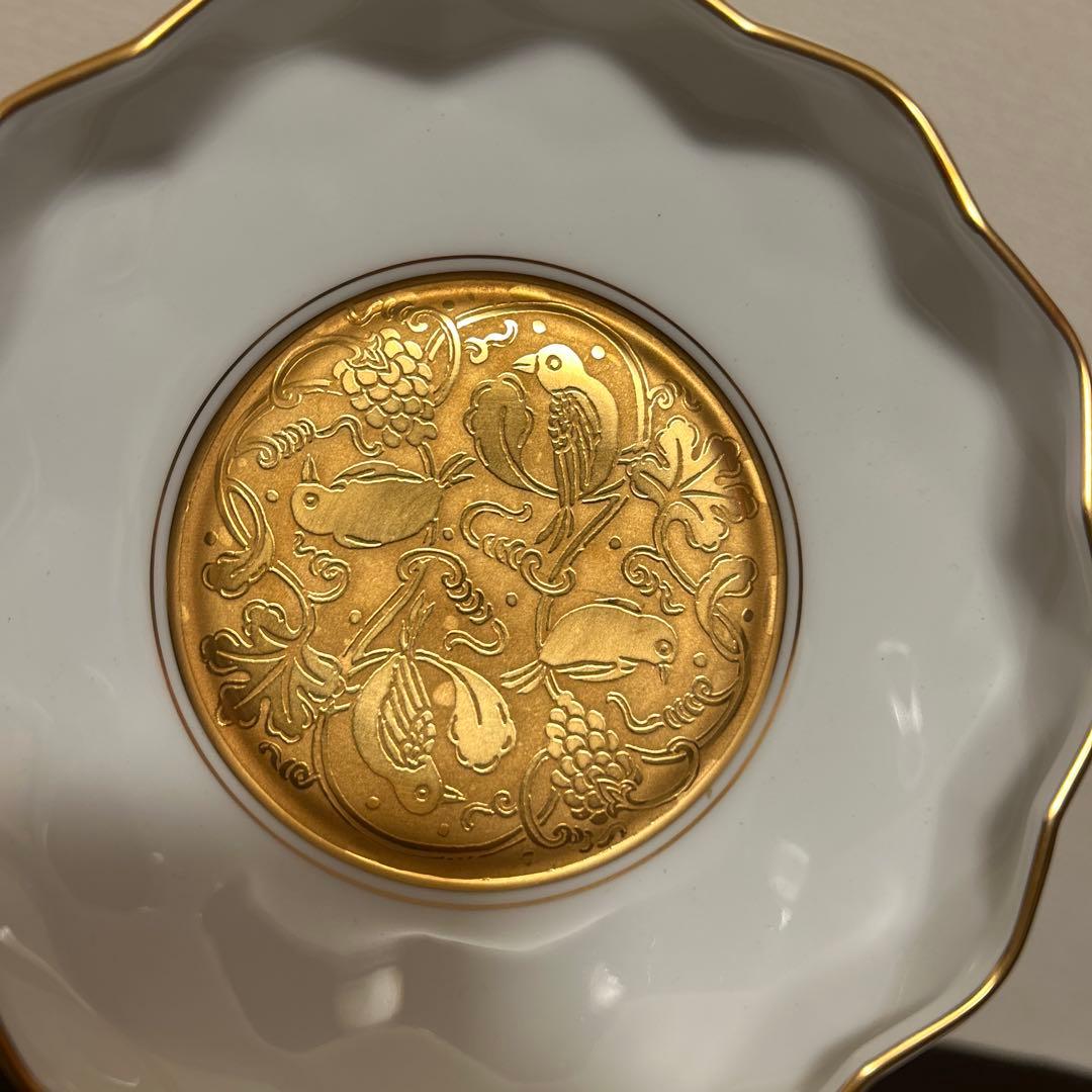 大倉陶園　金彩金蝕鳥　デザートプレート　サラダボウル