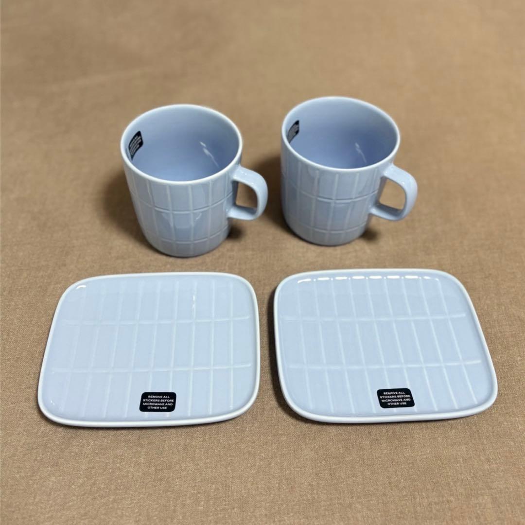 マリメッコ【marimekko】Tiiliskivi　マグカップ　プレート　水色