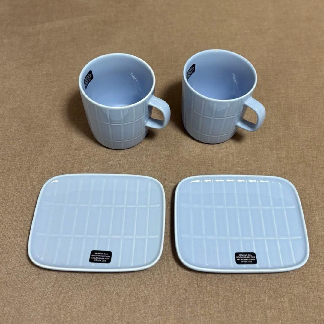 マリメッコ【marimekko】Tiiliskivi　マグカップ　プレート　水色