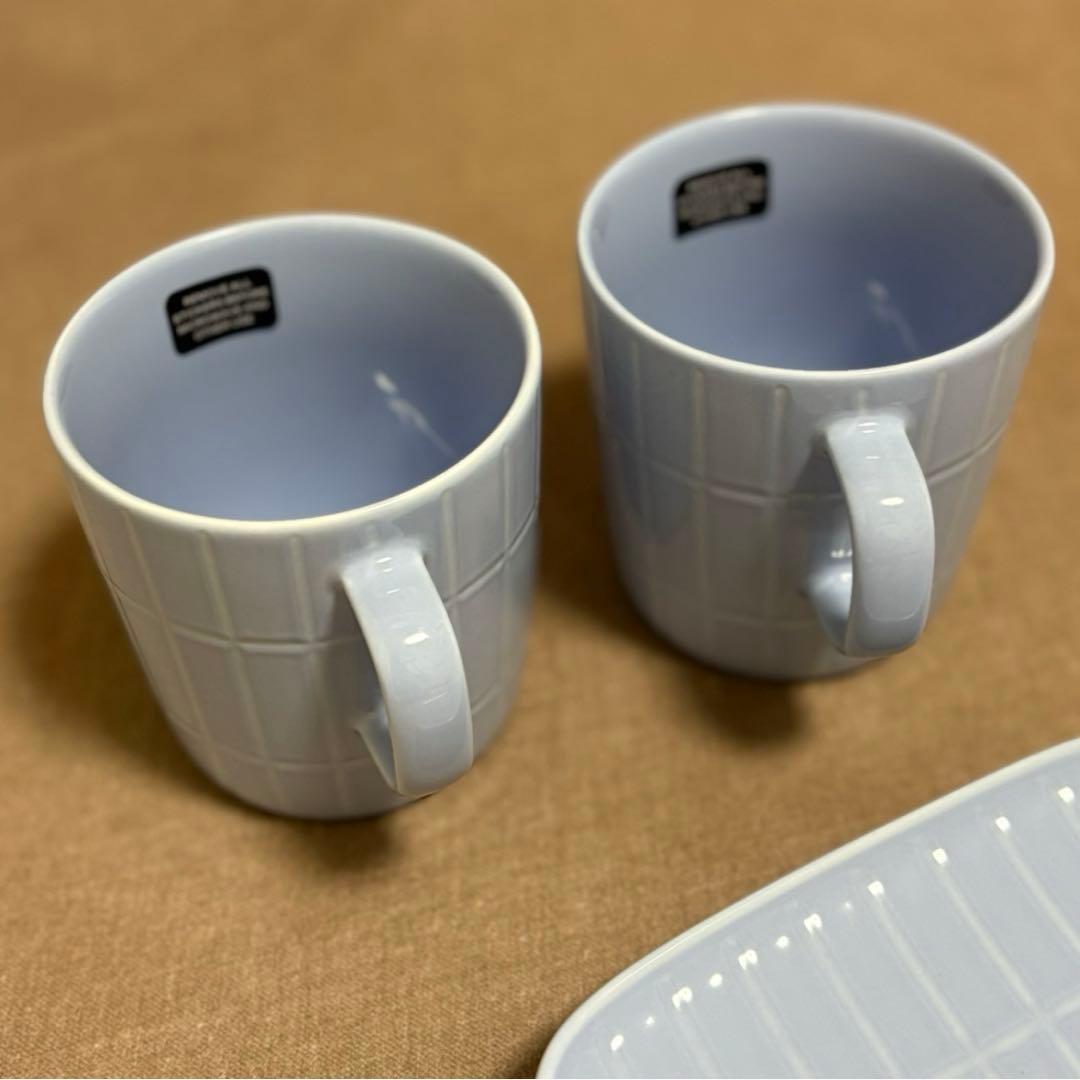 マリメッコ【marimekko】Tiiliskivi　マグカップ　プレート　水色