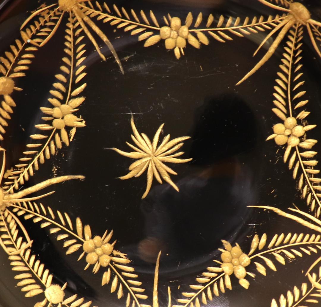 オールド・バカラ 1890年頃 珍品 高級金彩花柄トレー 小物入れ アンティーク