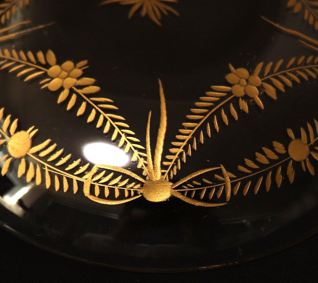 オールド・バカラ 1890年頃 珍品 高級金彩花柄トレー 小物入れ アンティーク