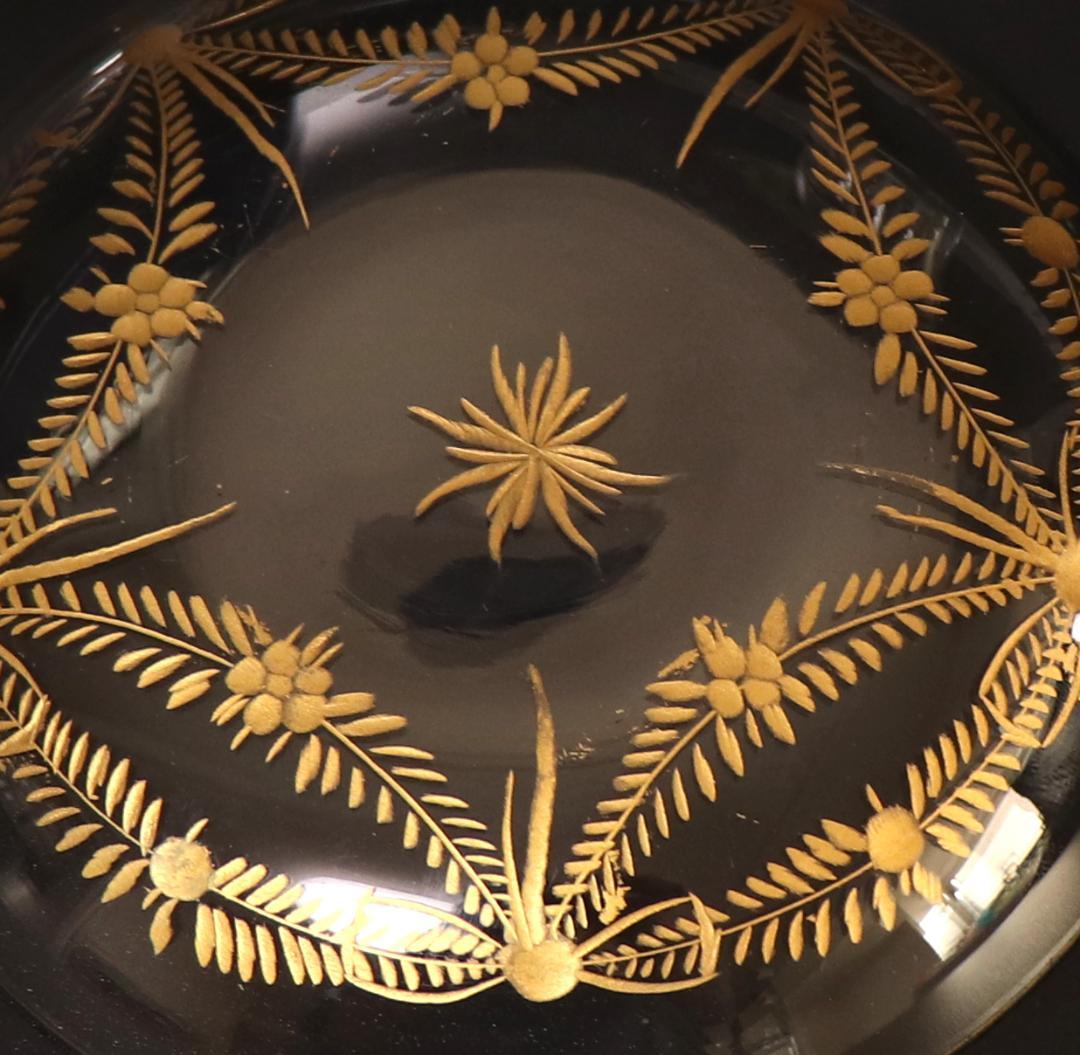 オールド・バカラ 1890年頃 珍品 高級金彩花柄トレー 小物入れ アンティーク