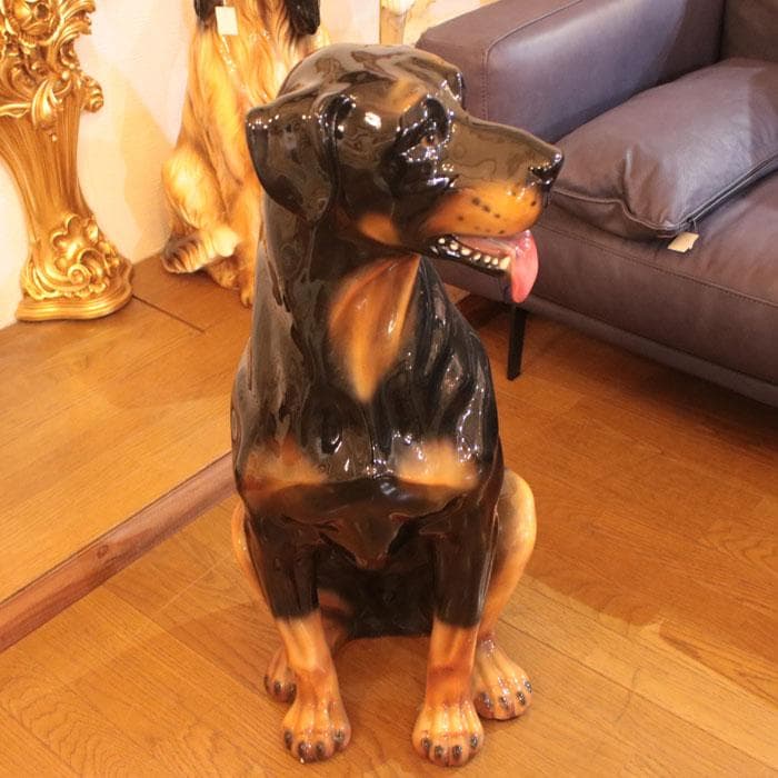 ロットワイラー 等身大 置物 オブジェ 犬 オーナメント 222-971
