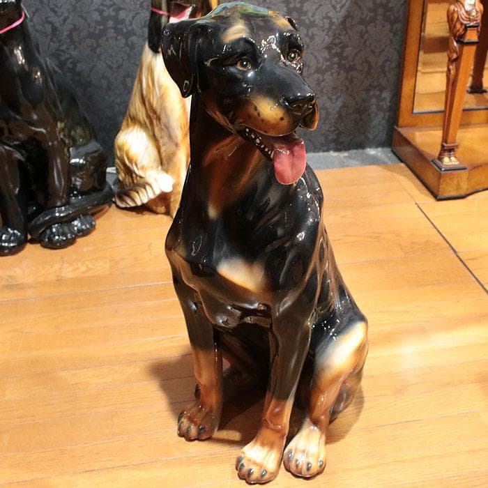 ロットワイラー 等身大 置物 オブジェ 犬 オーナメント 222-971
