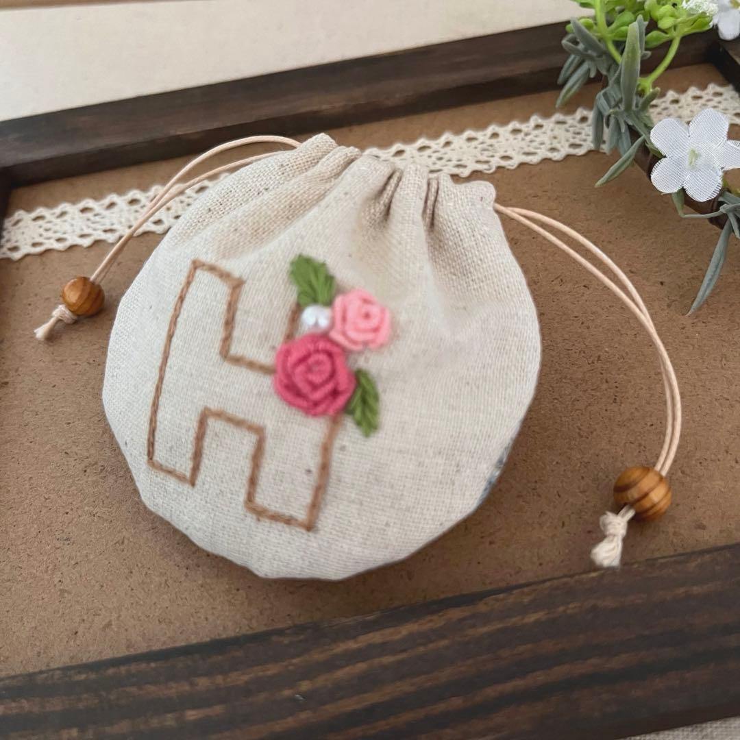2409-9 手のひら巾着サシェ 香り袋 『H』　SOLD→ご注文承ります♡