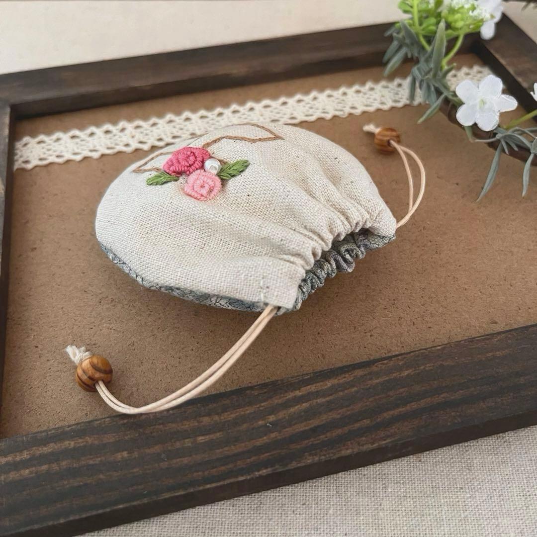 2409-9 手のひら巾着サシェ 香り袋 『H』　SOLD→ご注文承ります♡