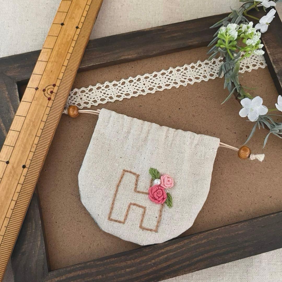 2409-9 手のひら巾着サシェ 香り袋 『H』　SOLD→ご注文承ります♡