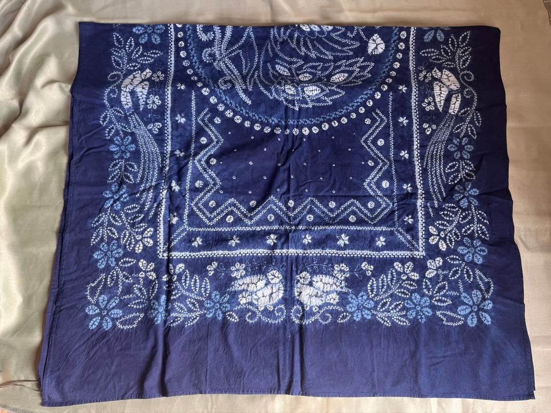 阿波藍 藍染 古布 大判 115×196cm 絞り 木綿 未使用保管品