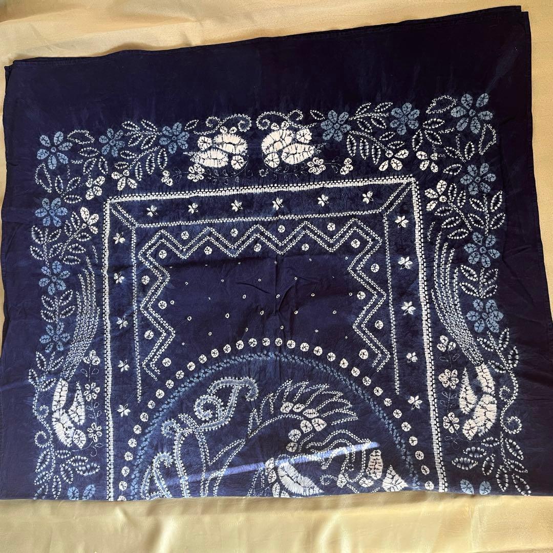 阿波藍 藍染 古布 大判 115×196cm 絞り 木綿 未使用保管品