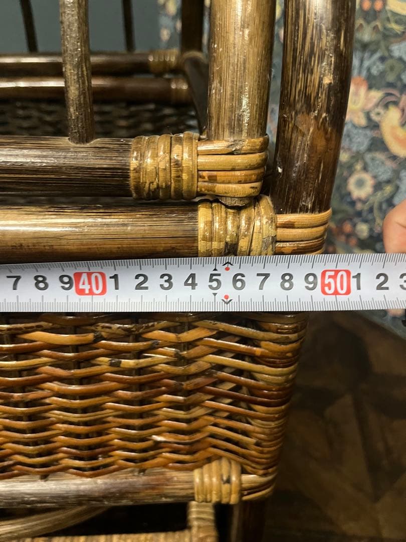 ラタン ドーム型 蓋付き2段かご ランドリーバスケット 籐インテリア 昭和レトロ