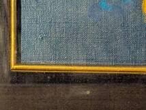 【真作】絵画　沖野実　油彩8号　夜の花束　カラフルな幻想花　濃紺背景　X91