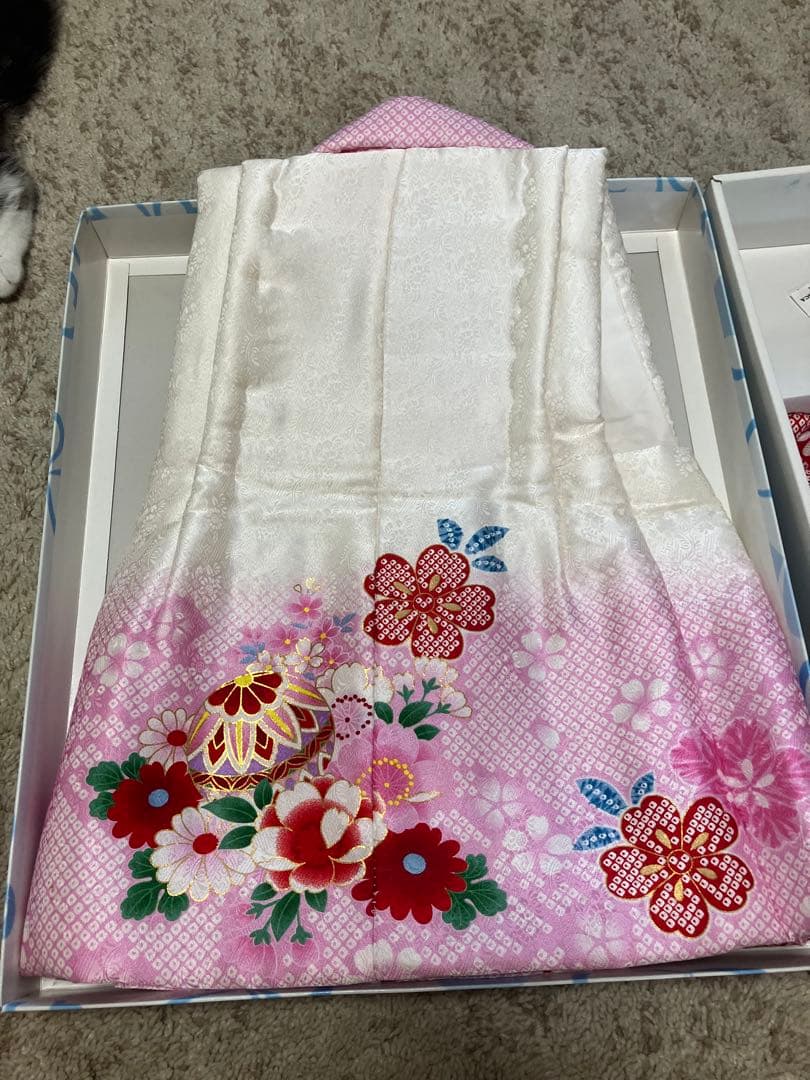 七五三 着物セット 花柄 100%絹　女の子　花ひめ