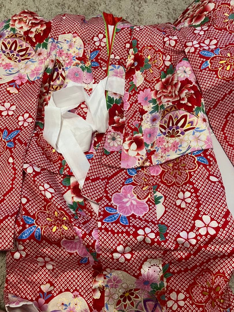 七五三 着物セット 花柄 100%絹　女の子　花ひめ