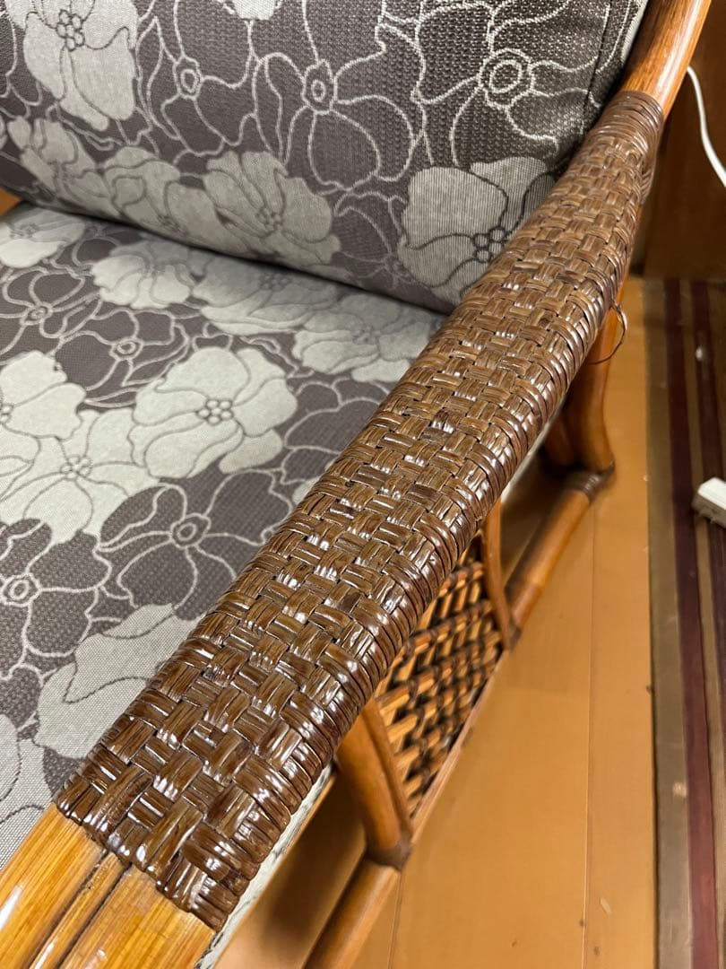 kazama エザンスハイアーム 籐 ラタンチェア 花柄